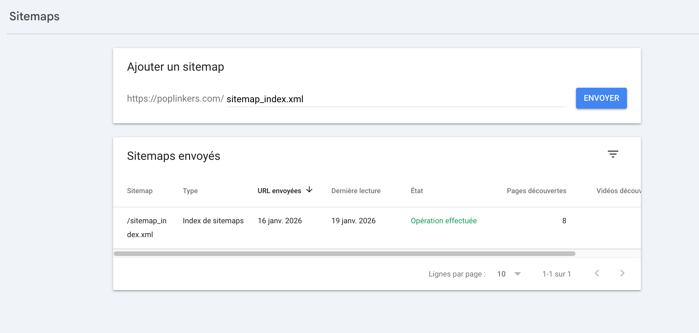 Un sitemap soumis sur la Google Search Console.