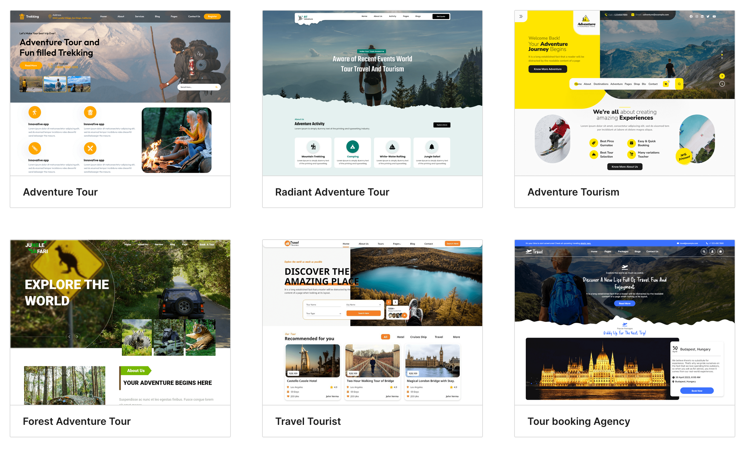 Thèmes d'aventure sur le répertoire officiel WordPress.