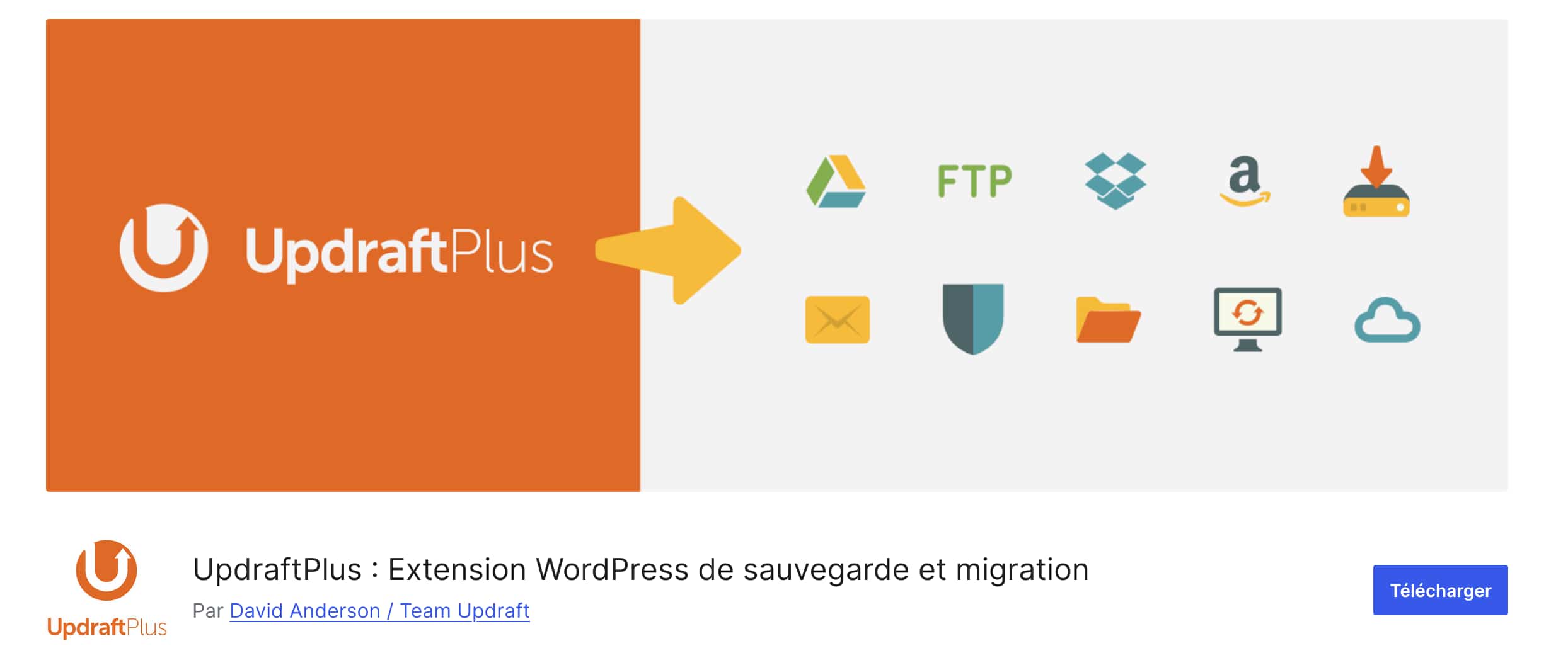 Le plugin WordPress UpdraftPlus.