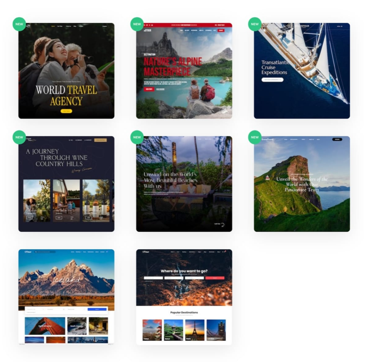 Les templates du thème Grand Tour.