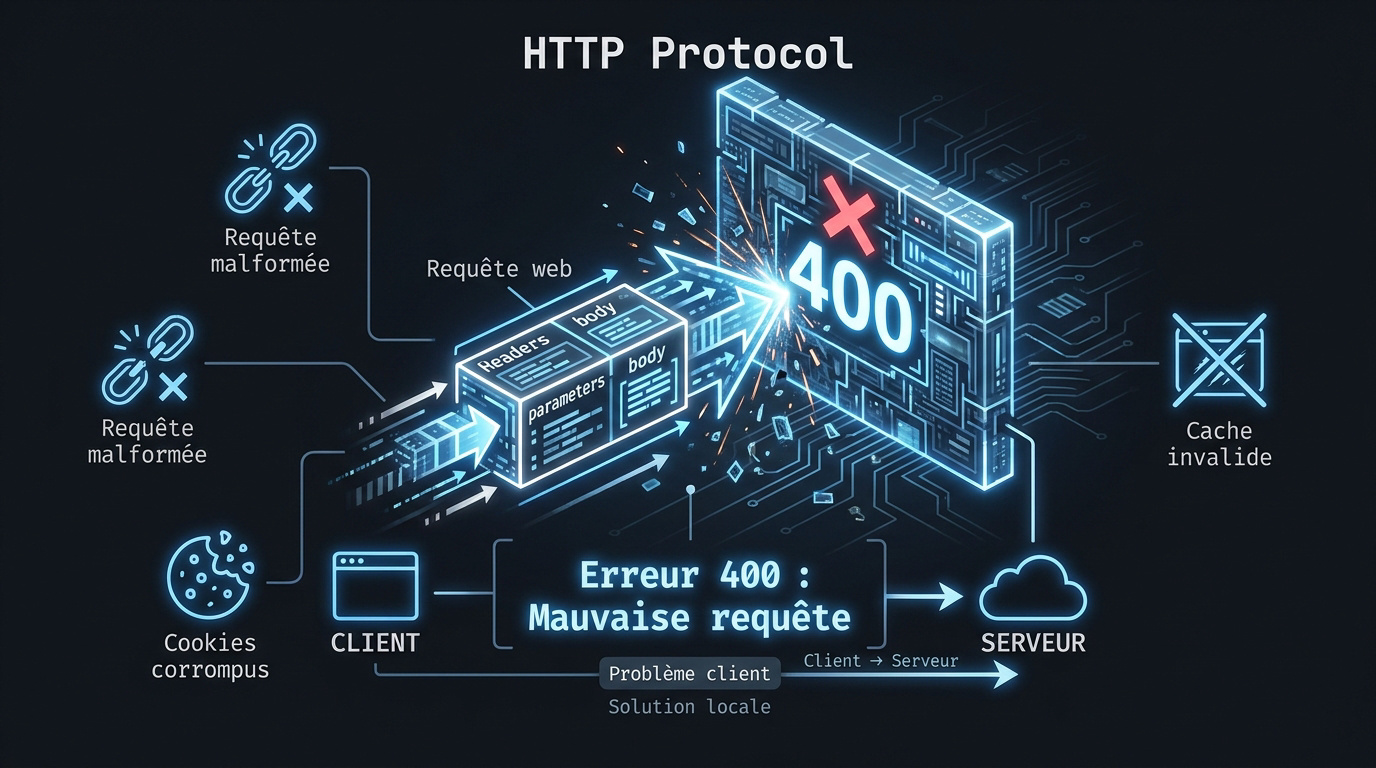 Illustration d'une erreur 400 Bad Request sur un écran d'ordinateur