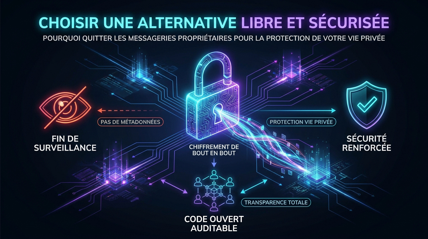 Illustration d'une application de messagerie libre et sécurisée pour la protection des données