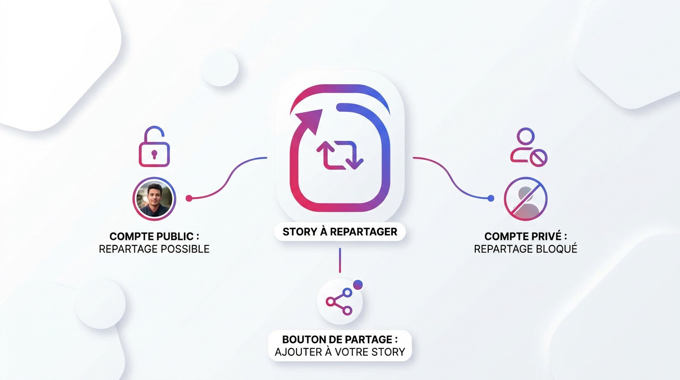 différence entre partage de story instagram publique et privée