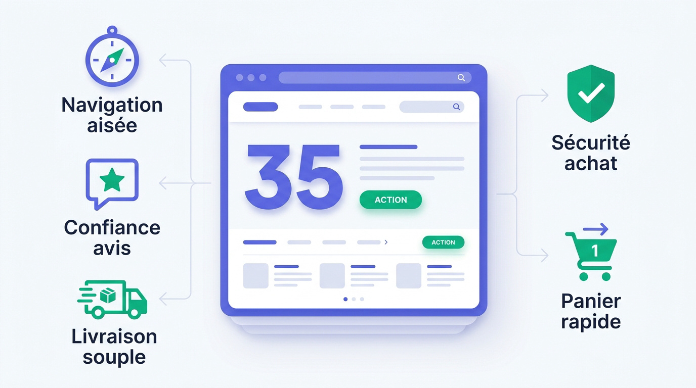 Interface web optimisée pour la navigation et le paiement fluide