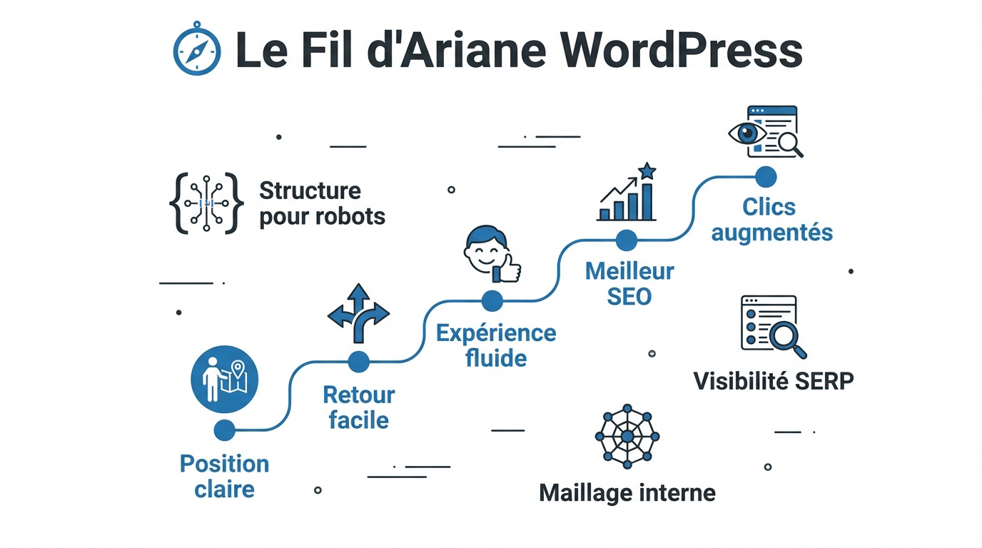 Schéma explicatif du fil d'ariane WordPress pour optimiser le référencement naturel et le SEO