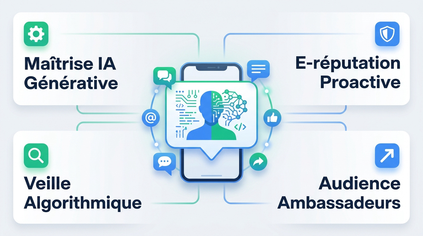 Illustration de la connectivité et de la veille stratégique du community manager