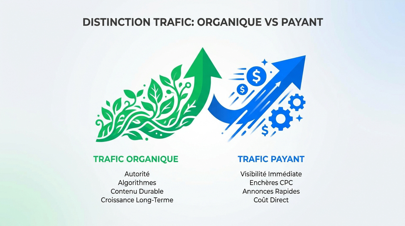 Comparaison entre résultats organiques et publicités payantes