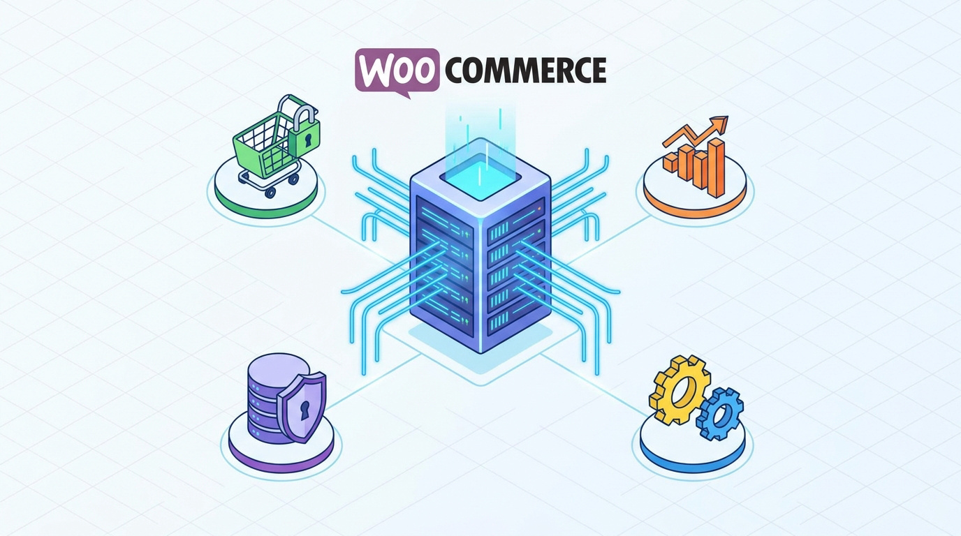 Illustration isométrique d'une boutique en ligne WooCommerce en maintenance